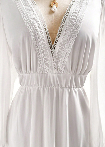 Білий святковий, кежуал сукня SHEIN однотонна