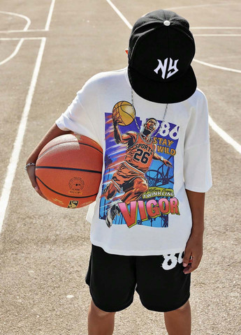 Комбінований літній костюм (футболка, шорти) SHEIN