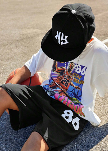 Комбінований літній костюм (футболка, шорти) SHEIN