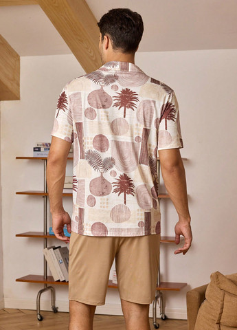 Коричневый летний костюм (рубашка, шорты) с шортами SHEIN