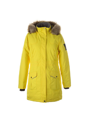 Желтая зимняя куртка удлиненная зимняя mona 2 Huppa