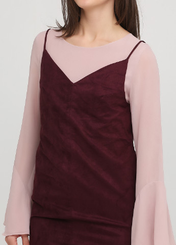 Бордовый демисезонный комплект (блуза, сарафан) Only