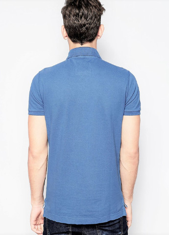 Синяя футболка-поло для мужчин Abercrombie & Fitch однотонная