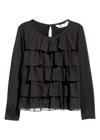 Черная однотонная блузка H&M демисезонная