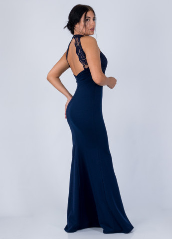 Темно-синее вечернее платье годе, с открытой спиной Jessica Wright однотонное