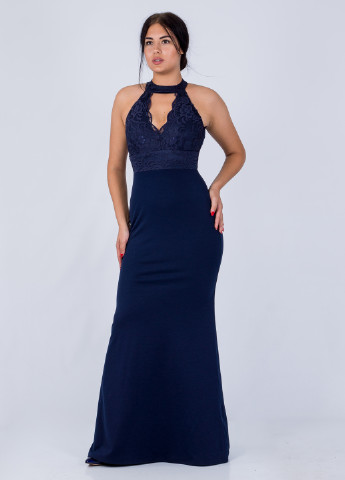 Темно-синя вечірня плаття, сукня годе, з відкритою спиною Jessica Wright однотонна