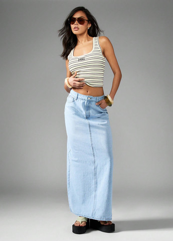 Голубая джинсовая однотонная юбка SHEIN карандаш