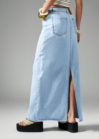Голубая джинсовая однотонная юбка SHEIN карандаш