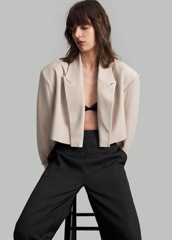 Светло-бежевый женский жакет SHEIN однотонный - демисезонный