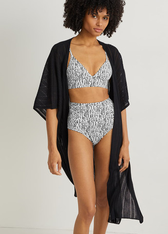 Бежевые купальные трусики-плавки с абстрактным узором C&A