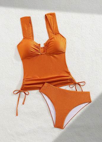 Помаранчевий літній купальник (ліф, трусики) танкіні, роздільний SHEIN