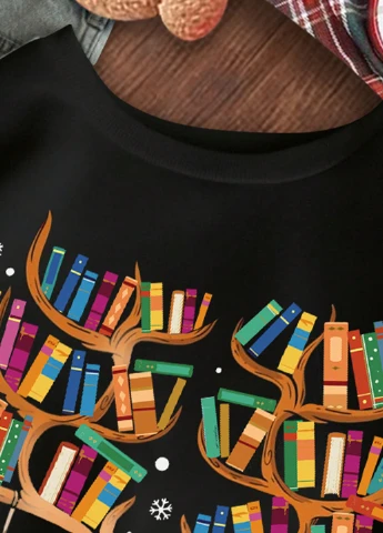SHEIN світшот новорічний комбінований кежуал поліестер