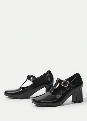 Черные туфли на каблуке SHEIN