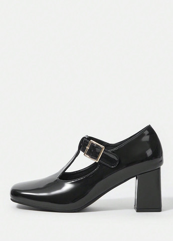 Черные туфли на каблуке SHEIN