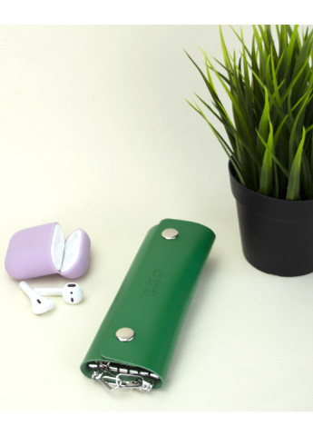 Ключница кожаная на кнопках с карабинами зелёная HC0077 green HandyCover (253262513)
