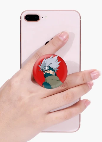 Попсокет (Popsockets) тримач для смартфону Гатаке Какаши Наруто (Hatake Kakashi) (8754-2820) Чорний MobiPrint (221548613)