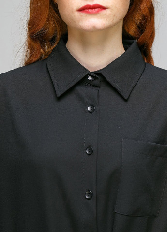 Черное кэжуал платье рубашка Sassofono Club однотонное