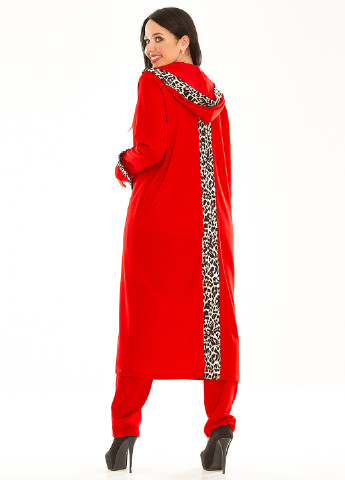 Костюм (блуза, кардиган, брюки) Primyana тройка анималистичный красный кэжуал