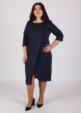 Темно-синее деловое платье Evastyle однотонное