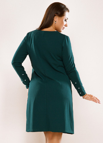 Темно-зеленое кэжуал платье короткое Lady Style однотонное