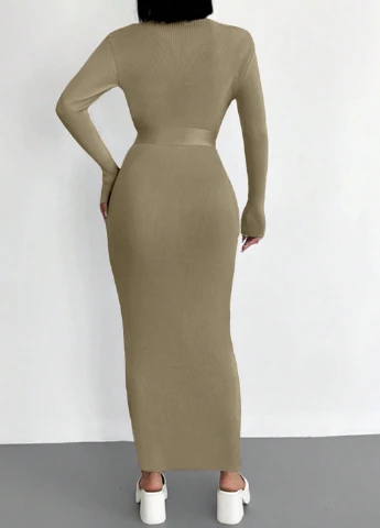 Серо-бежевое кэжуал платье силуэтная SHEIN однотонное