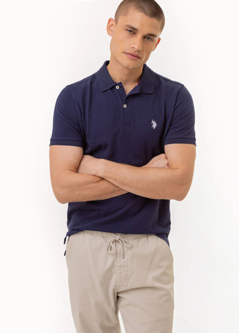 Темно-синяя футболка-поло для мужчин U.S. Polo Assn. однотонная