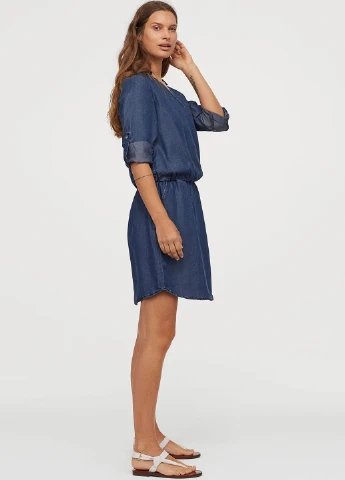 Темно-синее кэжуал платье для кормящих клеш H&M однотонное