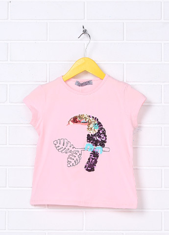 Розовая летняя футболка с коротким рукавом Cigit