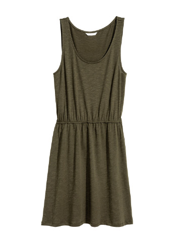 Оливковое (хаки) кэжуал платье клеш H&M меланжевое