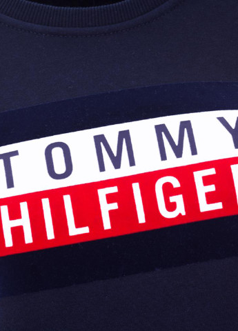 Свитшот Tommy Hilfiger - Прямой крой логотип темно-синий кэжуал - (142161723)