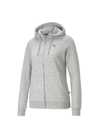 Серое спортивное толстовка essentials full-zip women’s hoodie Puma однотонное