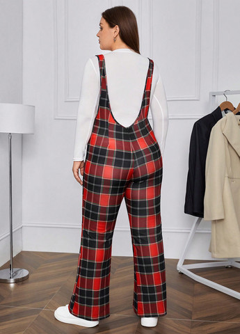 Комбинезон SHEIN комбинезон-брюки клетка комбинированный кэжуал полиэстер