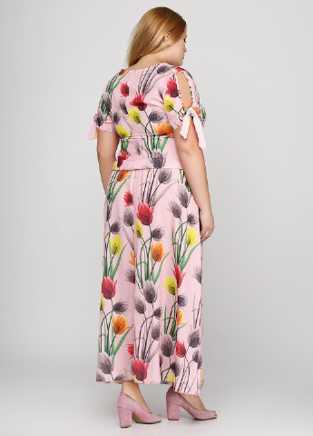 Светло-розовое кэжуал платье Алеся с цветочным принтом