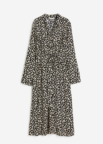 Чорно-білий кежуал сукня сукня-сорочка H&M з квітковим принтом