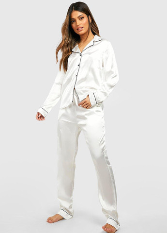 Белая всесезон пижама (рубашка, брюки) рубашка + брюки Boohoo