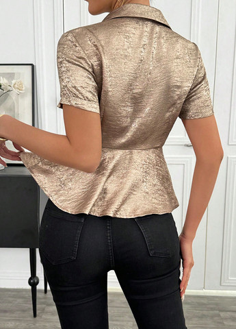 Золотая блуза с баской SHEIN