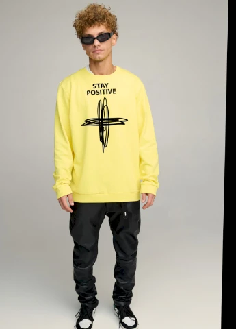 Желтый світшот чоловічий oversize /no flis/ YAPPI рисунок (254557366)