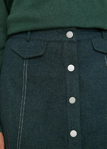 Темно-зеленая кэжуал однотонная юбка KOTON а-силуэта (трапеция)