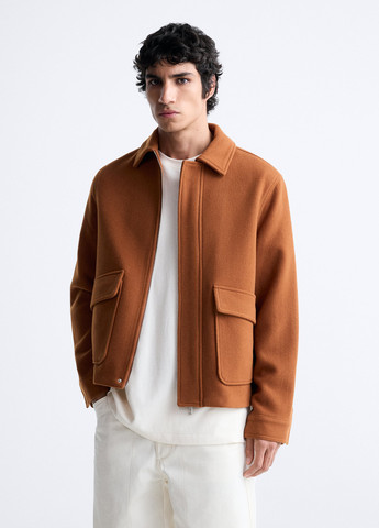 Коричневая демисезонная куртка куртка-пиджак Zara