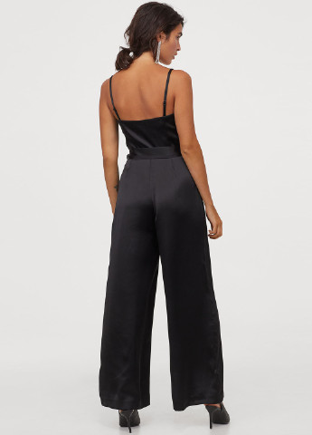 Комбинезон H&M комбинезон-брюки однотонный чёрный вечерний полиэстер, атлас