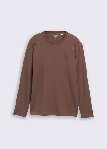 Лонгслів Tom Tailor логотип коричневий кежуали бавовна