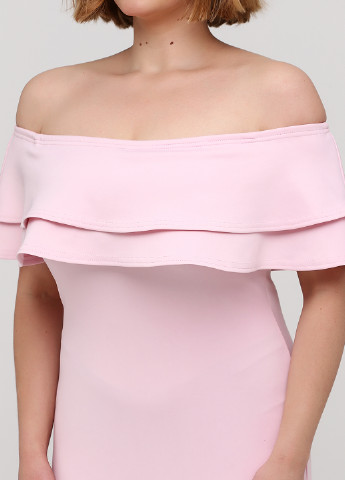 Светло-розовое коктейльное платье бандо Missguided однотонное
