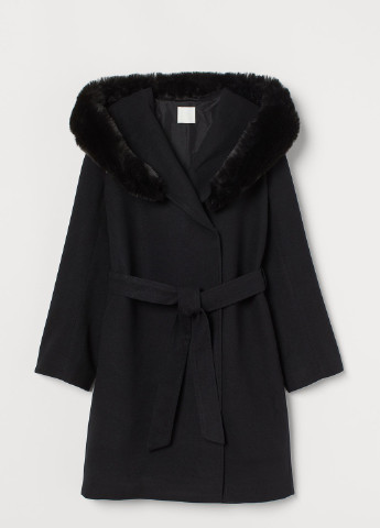 Черное демисезонное Пальто с капюшоном H&M