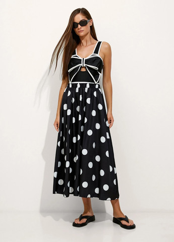 Черно-белый демисезонный комплект (купальник, юбка) слитный, майо SHEIN