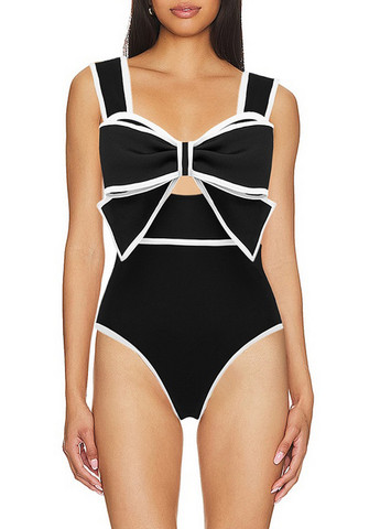 Черно-белый демисезонный комплект (купальник, юбка) слитный, майо SHEIN