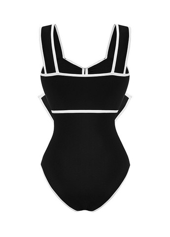 Черно-белый демисезонный комплект (купальник, юбка) слитный, майо SHEIN