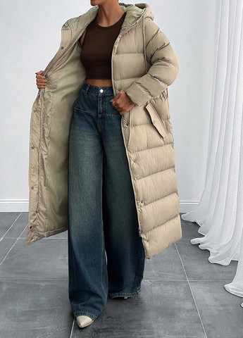 Бежева зимня куртка куртка-пальто SHEIN