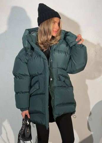Темно-зеленый зимний Пуховик No Brand