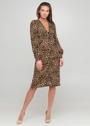 Коричневое кэжуал платье NA-KD леопардовый