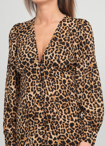 Коричневое кэжуал платье NA-KD леопардовый